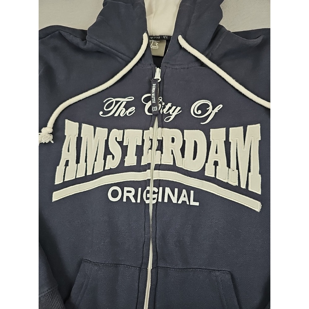 Robin Ruth Amsterdam Full Zip Hoodie Men's Medium‎ Navy Blue Embroidered - Picture 2 of 7